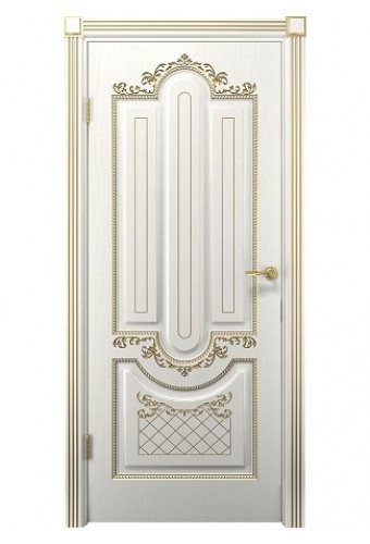 Межкомнатные двери Олимпия ДГ, Белое дерево/патина золото